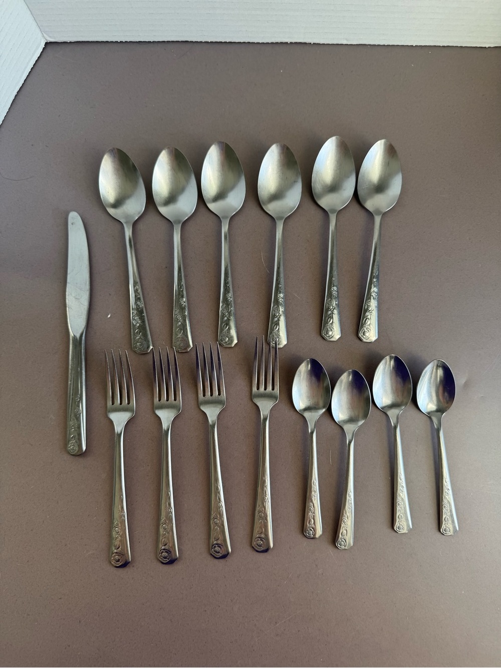 Magesco Stainless Steel Floral-Handle Flatware Set - Silver